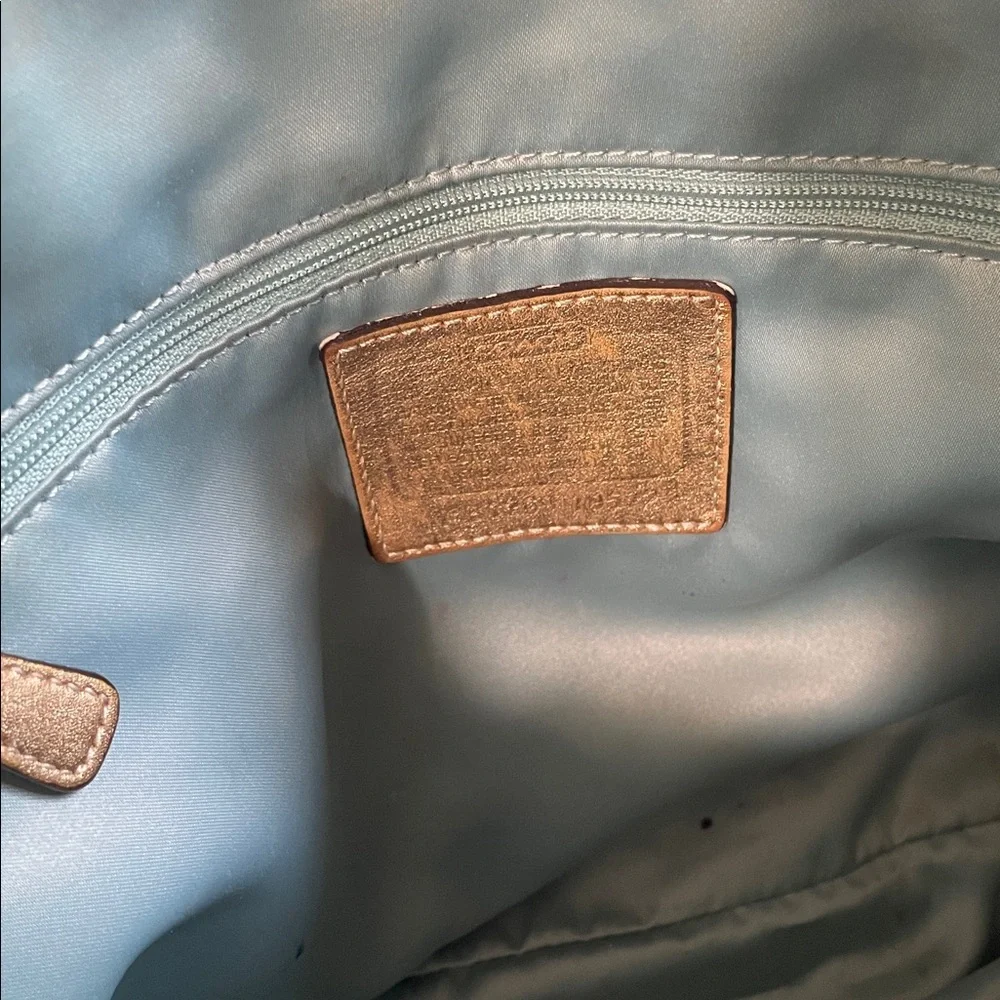 Coach Audrey OP Art Shantung Cinched Tote with gold leather trim
